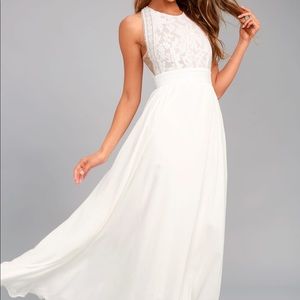 Lulus Forever and Always White Lace Maxi Dress